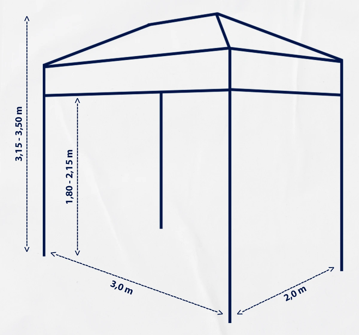 Diagrama de medidas carpa plegable 3×2 m