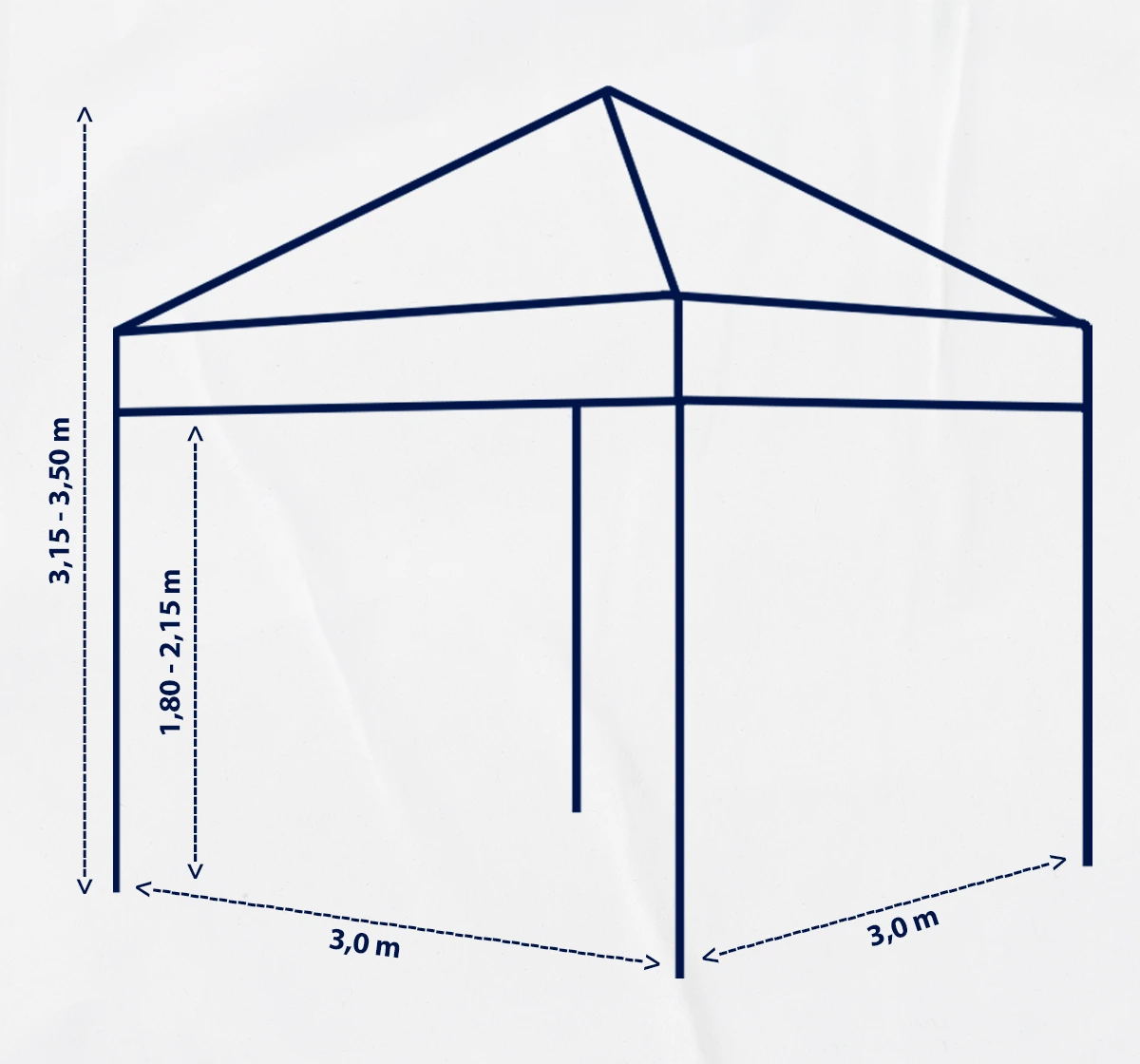 Diagrama de medidas carpa plegable 3×3 m