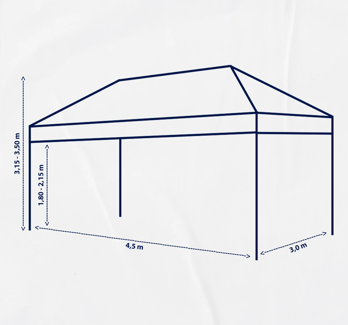 Diagrama de medidas carpa plegable 3×4,5 m