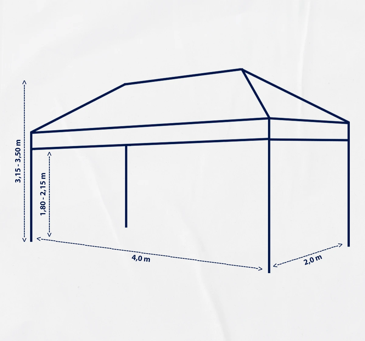 Diagrama de medidas carpa plegable 4×2 m