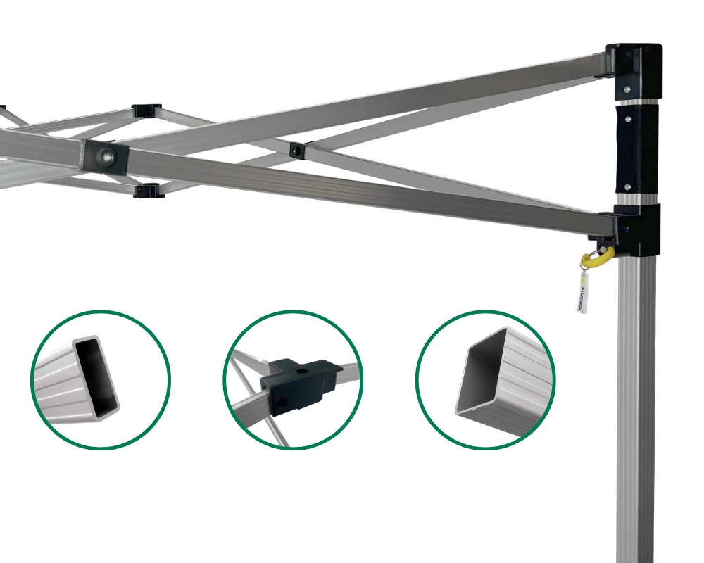 Modelo Básico - Carpa plegable de aluminio Cuadrado 32x32x1,2mm montada en evento profesional
